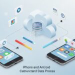 黒色のiPhone2台をバックアップ中のイメージ