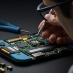 任天堂Switchを修理している男性