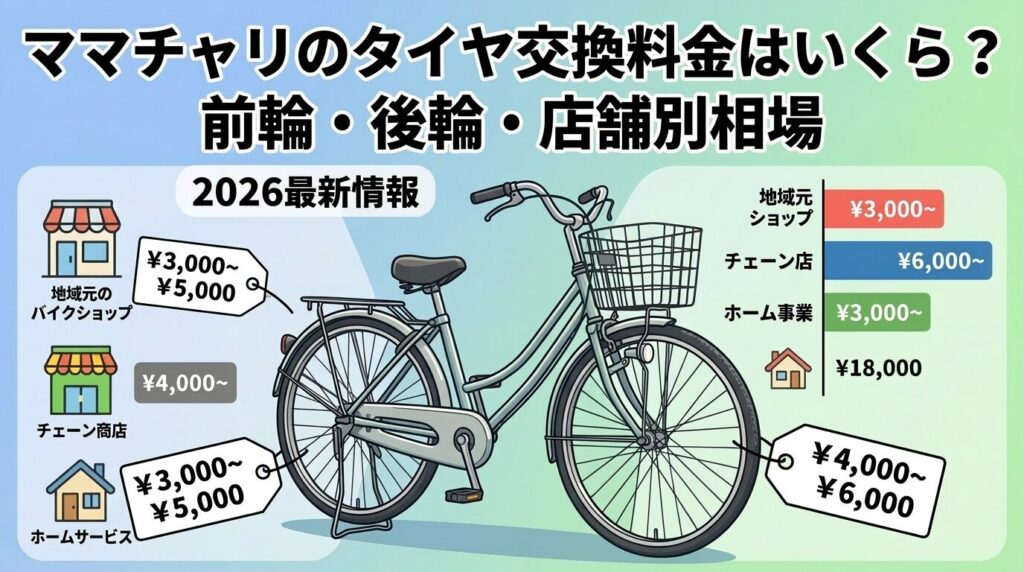 ママチャリのタイヤ交換料金はいくら？前輪・後輪・店舗別相場を2026年